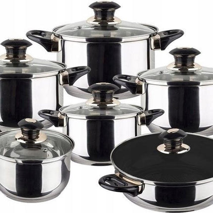 Batterie de cuisine - 12 pièces - Inox - Tous feux