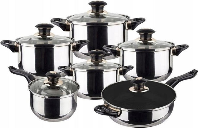 Batterie de cuisine - 12 pièces - Inox - Tous feux
