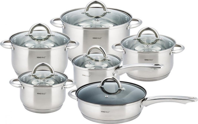 Kinghoff pannenset - 12 delig - RVS - Alle warmtebronnen