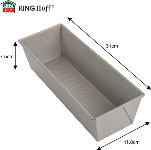 KINGHoff Moule de Cuisson 31 cm - Moule à Pain de Mie pour Gâteaux et Pains - Acier Carbone avec Revêtement Antiadhésif - Résistant au Four jusqu'à 220°C - Moule Marbre Beige KH-1972