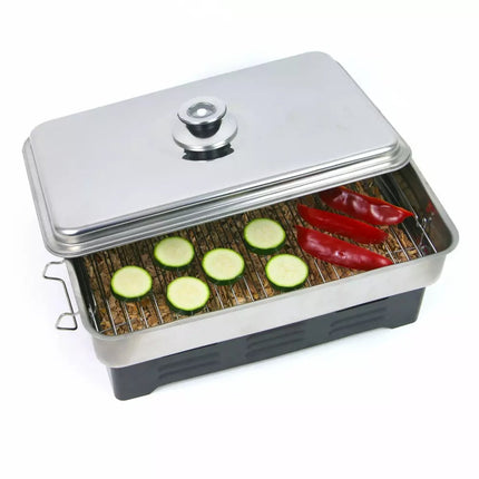 Fumoir de Balcon avec Thermomètre - Inox, Compact et Portable - Idéal pour Poisson, Poulet et Viande - Fumoir Barbecue - BBQ Smoker
