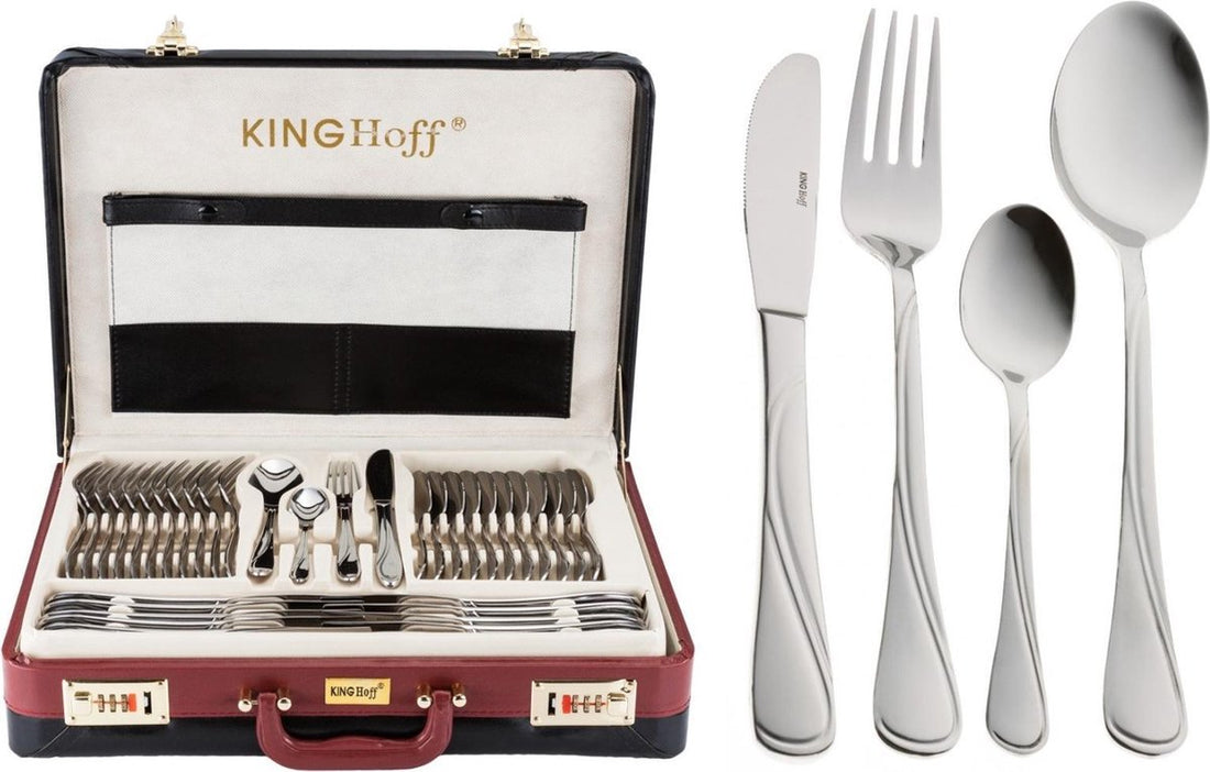 KINGHOFF Besteckset im Koffer - 72-teilig - 12 Personen