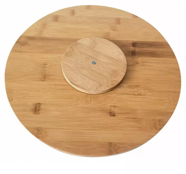 Kinghoff Draaibare Bamboe Plank - Ø35 cm - 360° Draaibaar - Model KH1566 - Draaibare Borrelplank - Hapjesplank