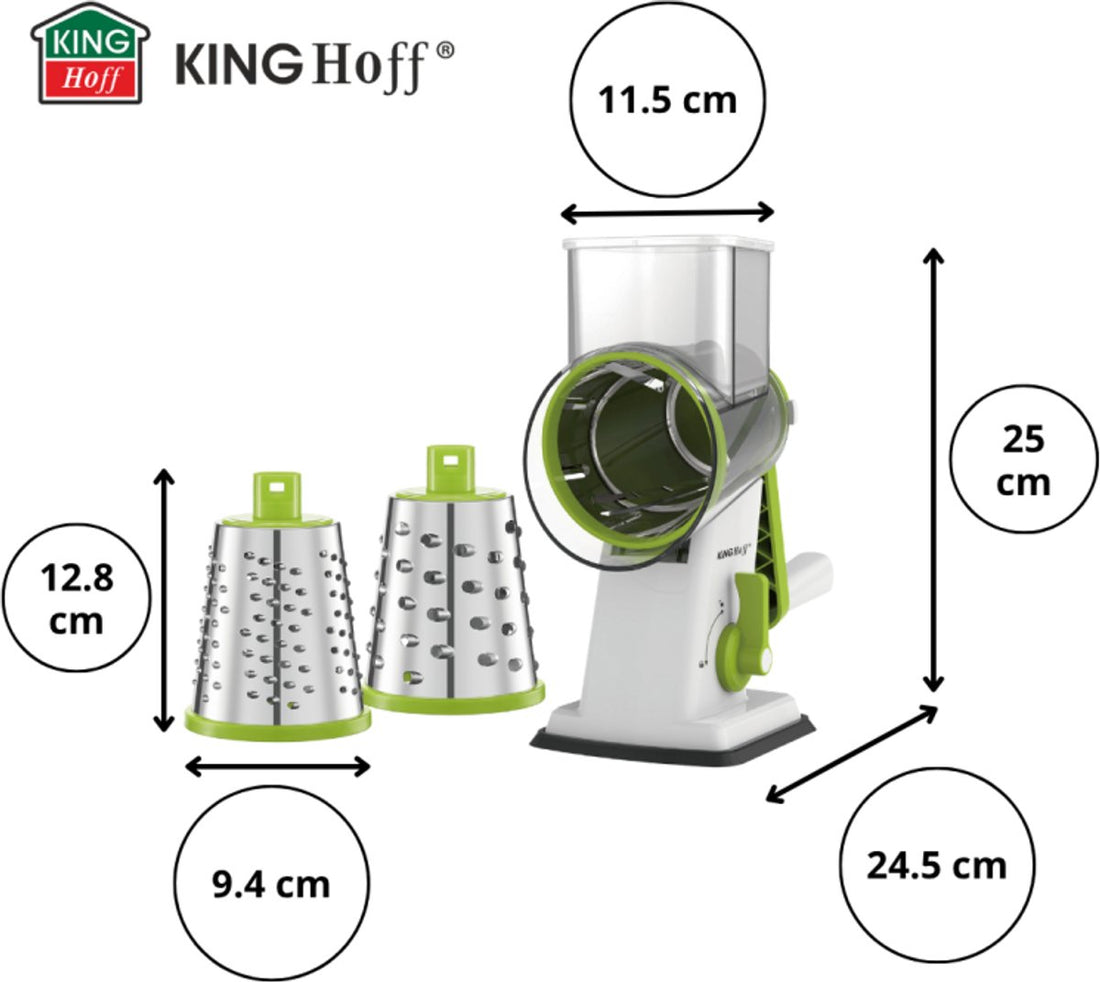Kinghoff KH-1960 draaiende rasp 3-in-1 – groen, 3 RVS-trommels, zuignap – foto 5