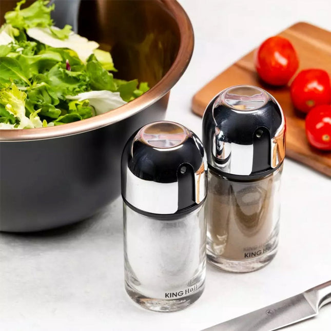 Ensemble salière et poivrière – 100 ml – Salières en verre avec couvercle réglable