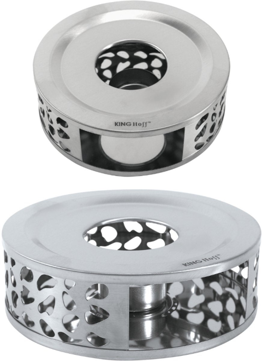 KINGHOFF KH-1898 Theewarmer – RVS, Ø15 cm, Langdurige Warmtebehoud voor Theepotten en Karaffen - Theepot Verwarmer - Waxinelichthouder