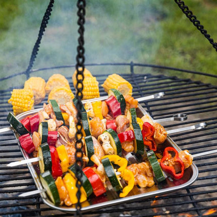 Kinghoff KH-1914 Set de 4 Brochettes de Barbecue – Brochettes de Gril en Acier Inoxydable 35,8 cm – Convient pour Chachlyk, Kebab et Poulet - Accessoires de Barbecue - Coffret Cadeau Barbecue