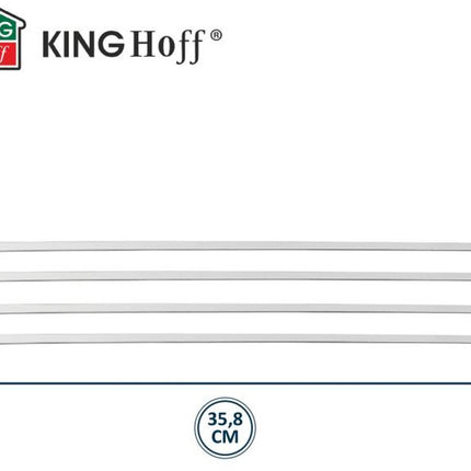 Kinghoff KH-1914 Set de 4 Brochettes de Barbecue – Brochettes de Gril en Acier Inoxydable 35,8 cm – Convient pour Chachlyk, Kebab et Poulet - Accessoires de Barbecue - Coffret Cadeau Barbecue