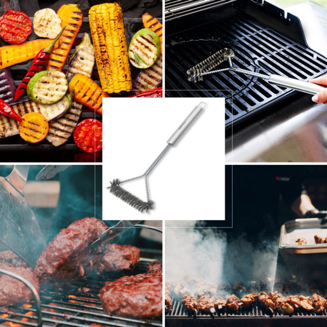 Kinghoff KH-1915 Brosse de nettoyage pour barbecue en acier inoxydable de 41,5 cm – Convient aux barbecues à gaz, au charbon de bois et électriques