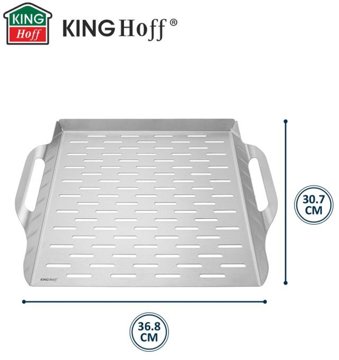 KINGHoff KH-1917 Deep Grill Tray - Stainless Steel Barbecue Tray 37 x 31 cm - With Rim and Handles