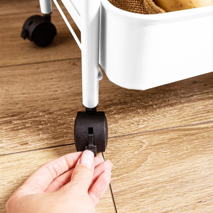 Kinghoff KH-1942 Chariot de Rangement Mobile à 3 Étages - Desserte à roulettes - Blanc - Organisateur de Salle de Bain - Organisateur de Cuisine -