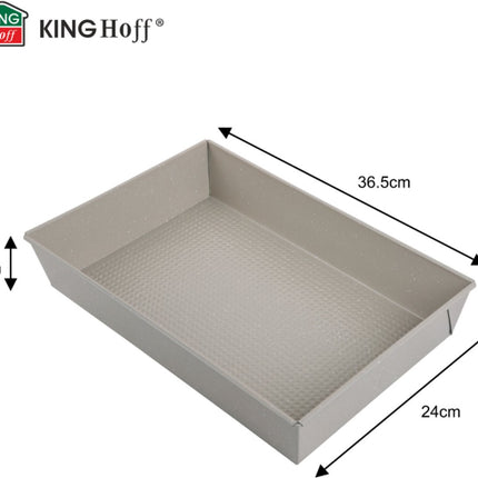 KINGHoff KH1975 Plat de Cuisson Rectangulaire 36,5x24x6 cm - Plat à Four pour Gratins, Gâteaux et Viandes - Résistant au Four jusqu'à 220°C - Revêtement Antiadhésif - Beige - Moule à Gâteau - Moule à Tarte