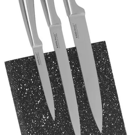 Kinghoff Bloc de Couteaux Magnétique - Support Magnétique Universel Marbré Noir - Accessoire de Cuisine Moderne (21,5 x 21,5 cm)