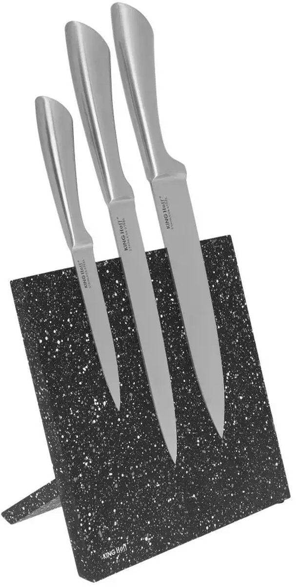 Kinghoff messenblok magnetisch – universeel messenrek in zwarte marmerlook – foto 3