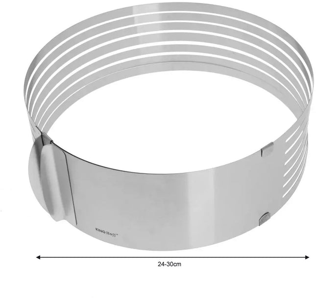 Lot de 3 cercles à pâtisserie - Acier inoxydable - Ø 24-30 cm x 8,5 cm Hauteur - Diamètre ajustable - Moule à gâteau - Moule à pâtisserie - Ajustable