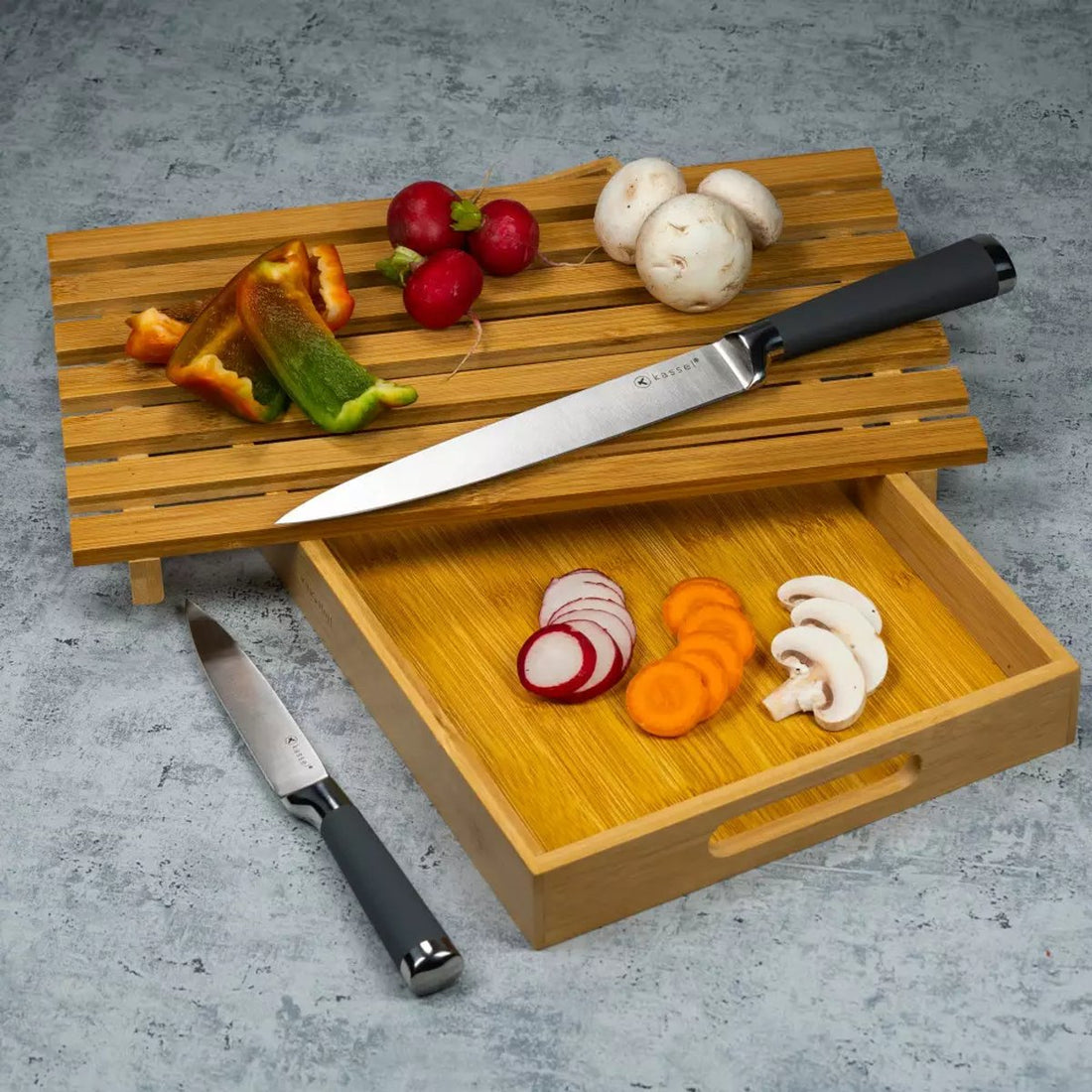 Snijplank met Kruimellade - Bamboe, 38 x 23 cm - Duurzaam en Functioneel Keukengerei - Serveerplank