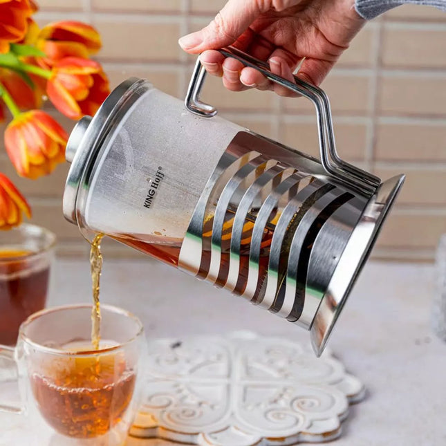 Kinghoff Théière en verre et acier inoxydable - 0,8 litre - Saveur riche et facilité d'utilisation - Compatible lave-vaisselle