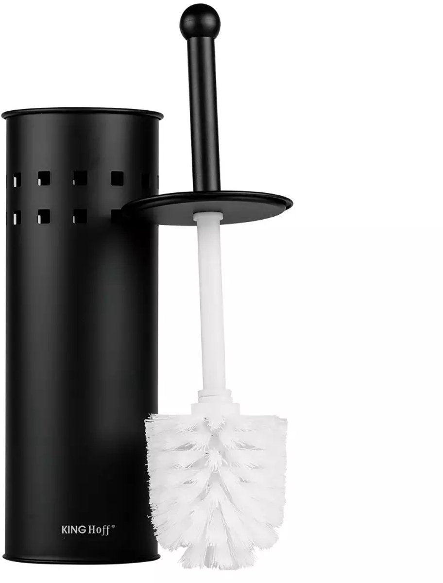 Toiletborstel met Houder - Zwart - Roestvrij Staal - 10 x 39, 5 cm - Staand