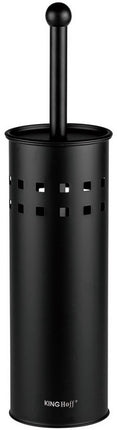 Brosse WC avec support - Noir - Acier inoxydable - 10 x 39,5 cm - Sur pied