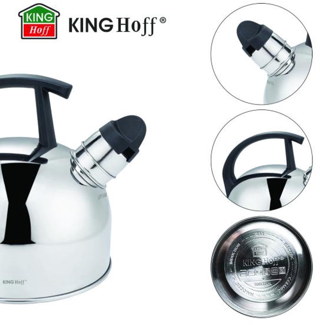 Kinghoff fluitketel KH-1896 – traditionele waterketel van RVS, 1,5 liter – foto 4
