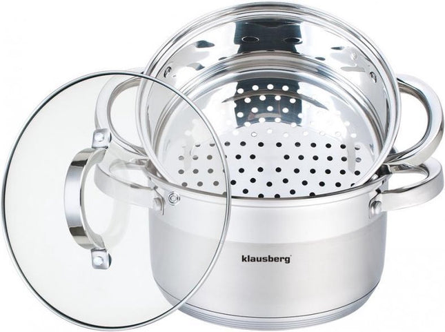 Klausberg stoompan - 3 delig - 22cm - rvs - alle warmtebronnen
