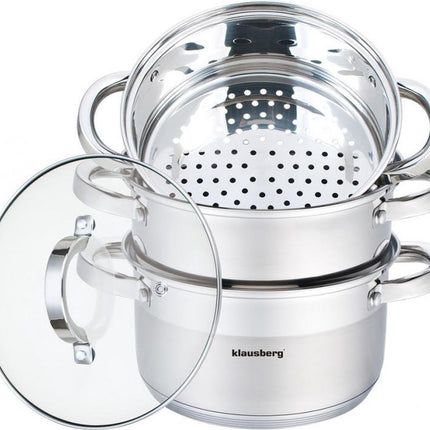 Cuiseur vapeur Klausberg - 4 pièces - 24 cm - acier inoxydable - toutes sources de chaleur