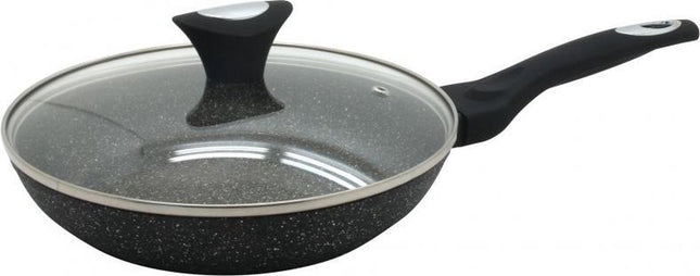 Klausberg Wok-poêle avec couvercle - Ø30 cm - Revêtement en marbre - Tous feux