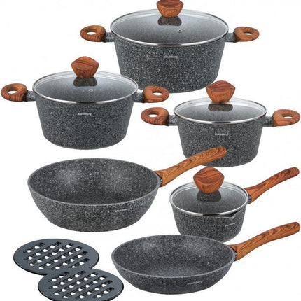Klausberg 7242 - Ensemble de casseroles - 12 pièces - Aluminium forgé - Toutes sources de chaleur