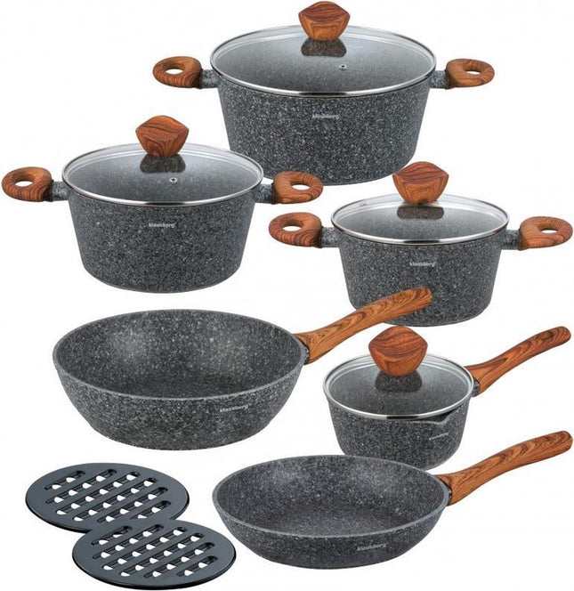 Klausberg 7242 - Ensemble de casseroles - 12 pièces - Aluminium forgé - Toutes sources de chaleur