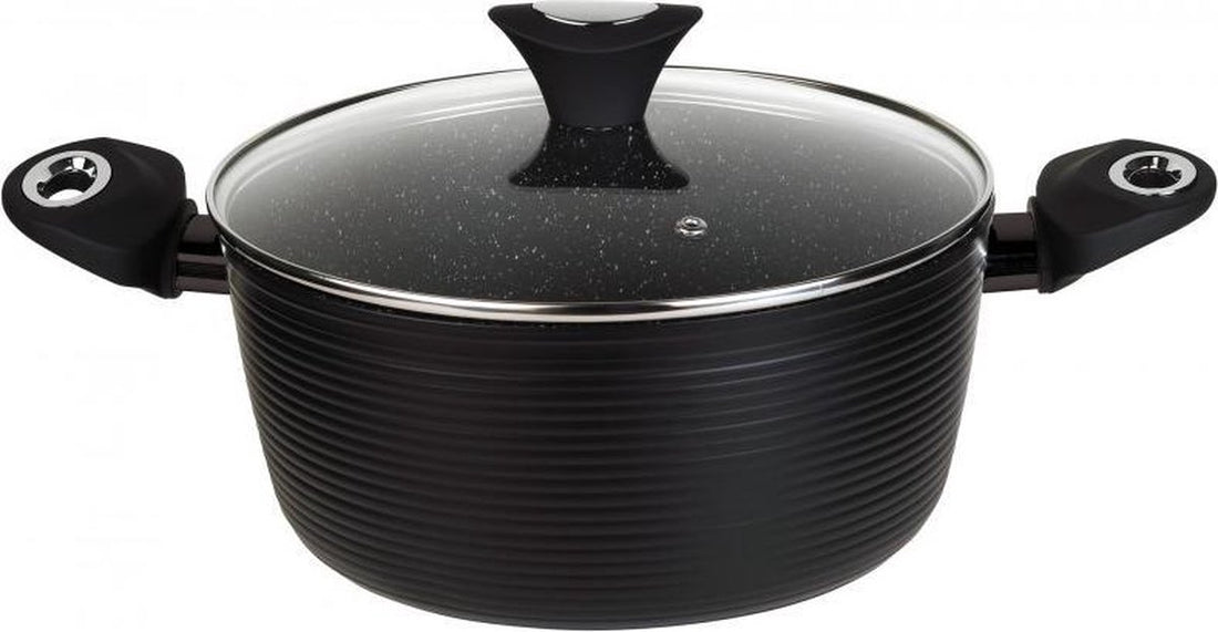 Klausberg 7244 pannenset – 12 delig – Marmer / Keramisch - Gesmeed Aluminium – Alle warmtebronnen - Zwart