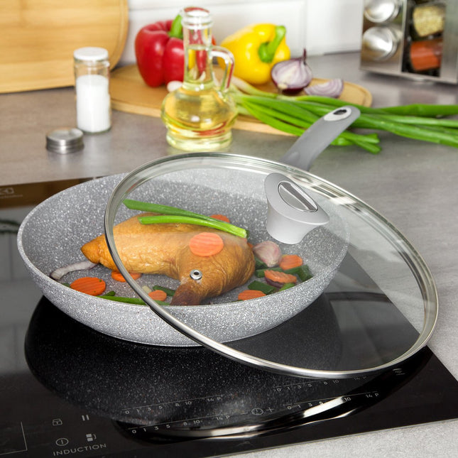 Klausberg poêle à frire avec couvercle - Revêtement marbre - Toutes sources de chaleur