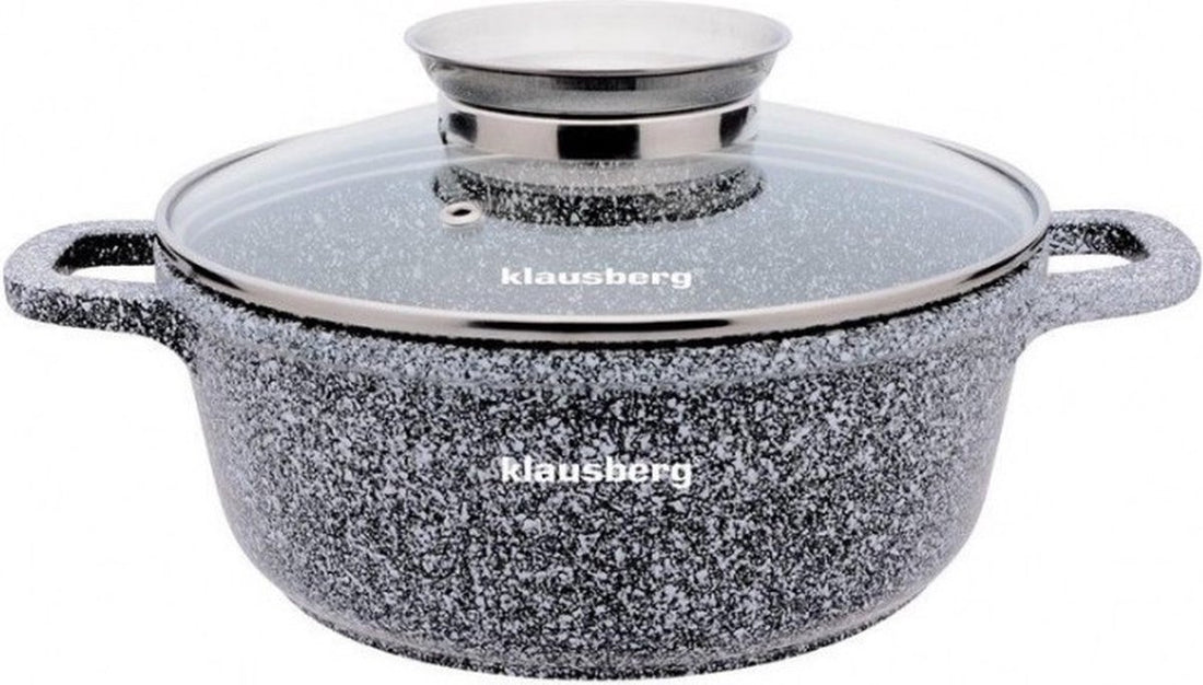 Klausberg kookpan met deksel – marmercoating, grijs, Ø 16 tot 28 cm – foto 2