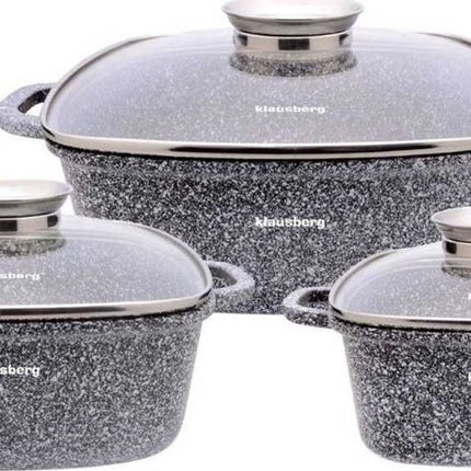 Klausberg 7534 - set de casseroles - Céramique - marbre - avec bouton Arôme - 20/24/28 cm