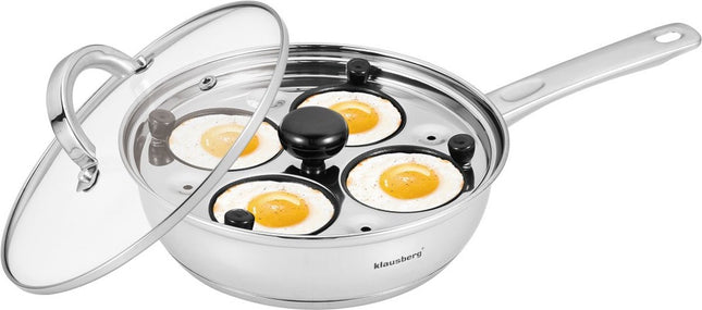 Casserole à œufs avec insert à œufs - couvercle en verre - ø20cm