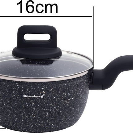 Klausberg - Casserole en marbre noir - 16 cm - noir - avec couvercle
