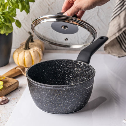 Klausberg - Casserole en marbre noir - 16 cm - noir - avec couvercle