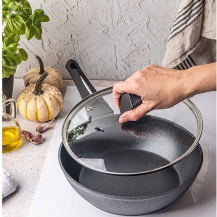 Klausberg - Poêle noire - Wok - avec couvercle