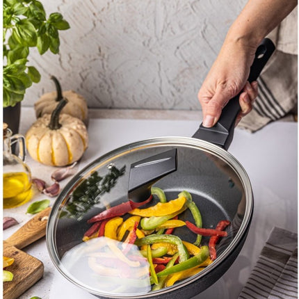 Klausberg - Poêle noire - Wok - avec couvercle