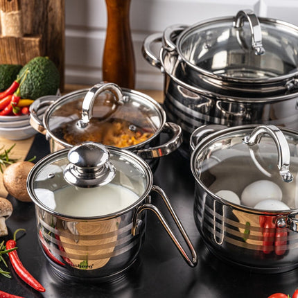 Klausberg 7696 - Set de casseroles 10 pièces - casseroles - avec casserole à lait - 14-16-18-20-24 cm - avec couvercle