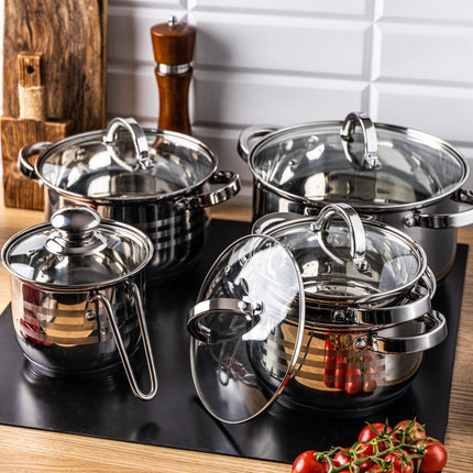 Klausberg 7696 - Set de casseroles 10 pièces - casseroles - avec casserole à lait - 14-16-18-20-24 cm - avec couvercle