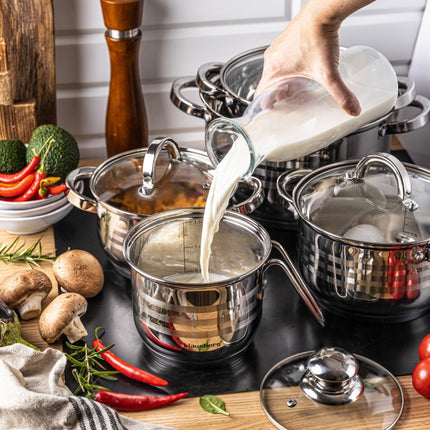 Klausberg 7696 - Set de casseroles 10 pièces - casseroles - avec casserole à lait - 14-16-18-20-24 cm - avec couvercle