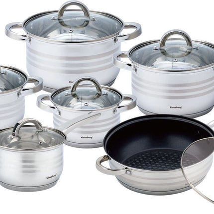 Klausberg 7698 - Batterie de cuisine 12 pièces - casseroles - 16-16-18-20--24-24 cm - avec couvercle