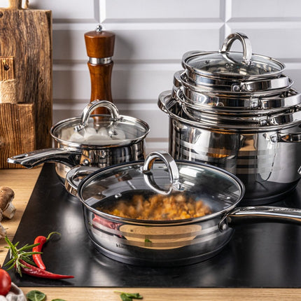 Klausberg 7698 - Batterie de cuisine 12 pièces - casseroles - 16-16-18-20--24-24 cm - avec couvercle