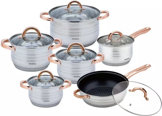 Klausberg 7700 - 12-teiliges Topfset - Kochtöpfe - 16-16-18-20-24-24 cm - mit Deckel
