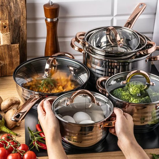 Klausberg 7700 - Set de 12 casseroles - casseroles - 16-16-18-20-24-24 cm - avec couvercle