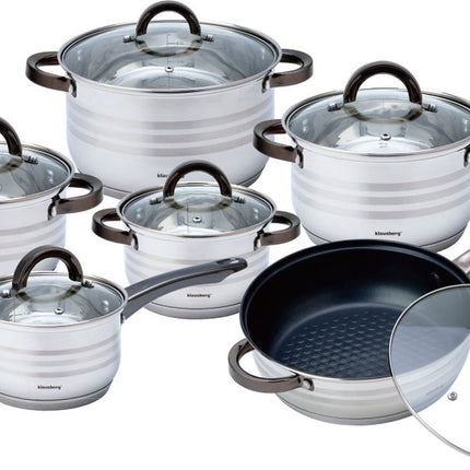 Klausberg 7702 - Set de casseroles 12 pièces - casseroles - 16-16-18-20--24-24 cm - avec couvercle