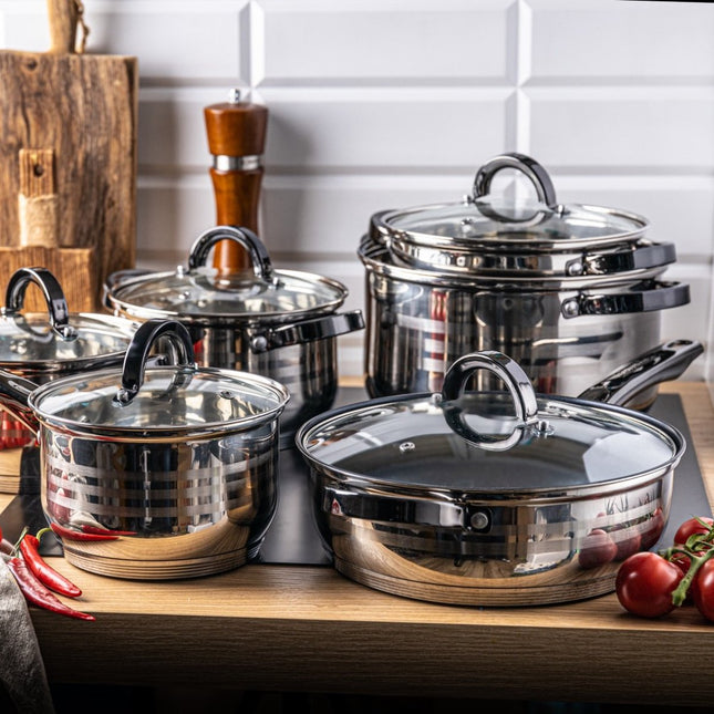 Klausberg 7702 - Set de casseroles 12 pièces - casseroles - 16-16-18-20--24-24 cm - avec couvercle