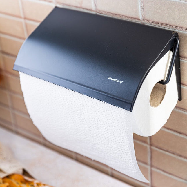 Klausberg - Porte-rouleau essuie-tout - métal - 25 x 13,5 x 2 cm - Noir