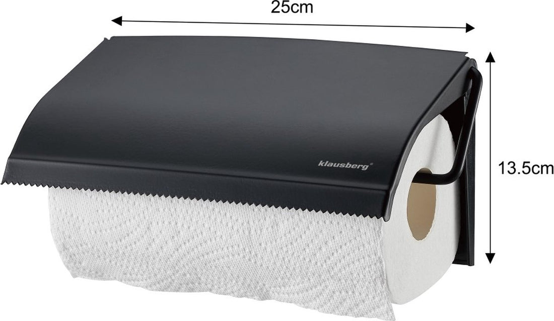 Klausberg - Paper towel holder - metal - 25 x 13.5 x 2 cm - Black