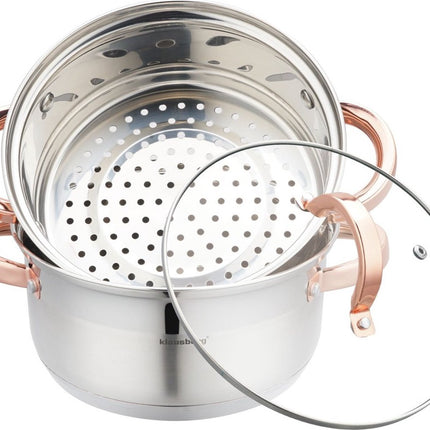 Klausberg 7728 - cuiseur vapeur - 3 pièces - 20 cm - acier inoxydable - toutes sources de chaleur